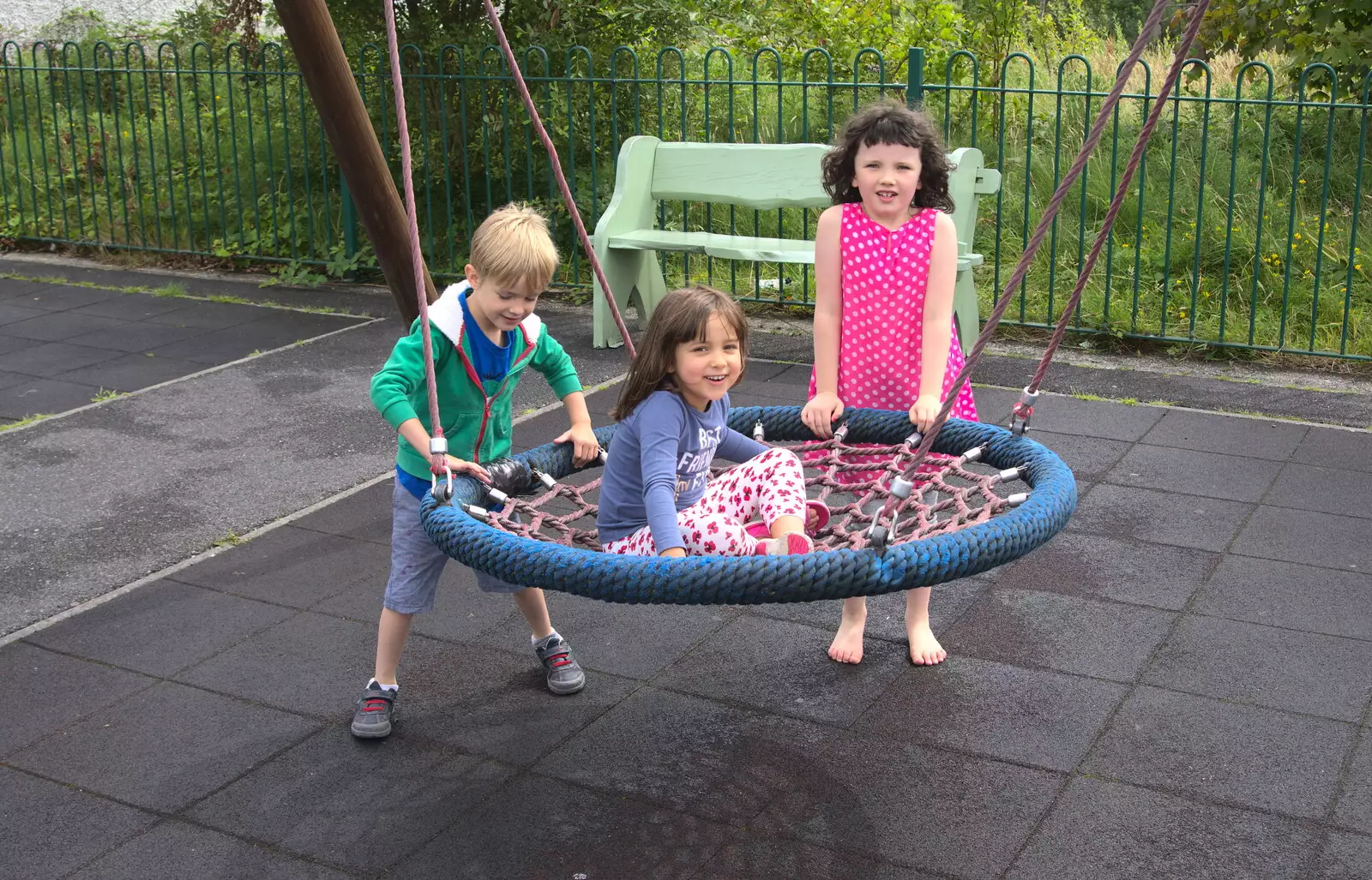 Harry, Analua and Fern on a swing, from In The Sneem, An tSnaidhm, Kerry, Ireland - 1st August 2017