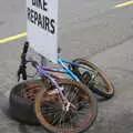 Ironic bike-repair sign, In The Sneem, An tSnaidhm, Kerry, Ireland - 1st August 2017