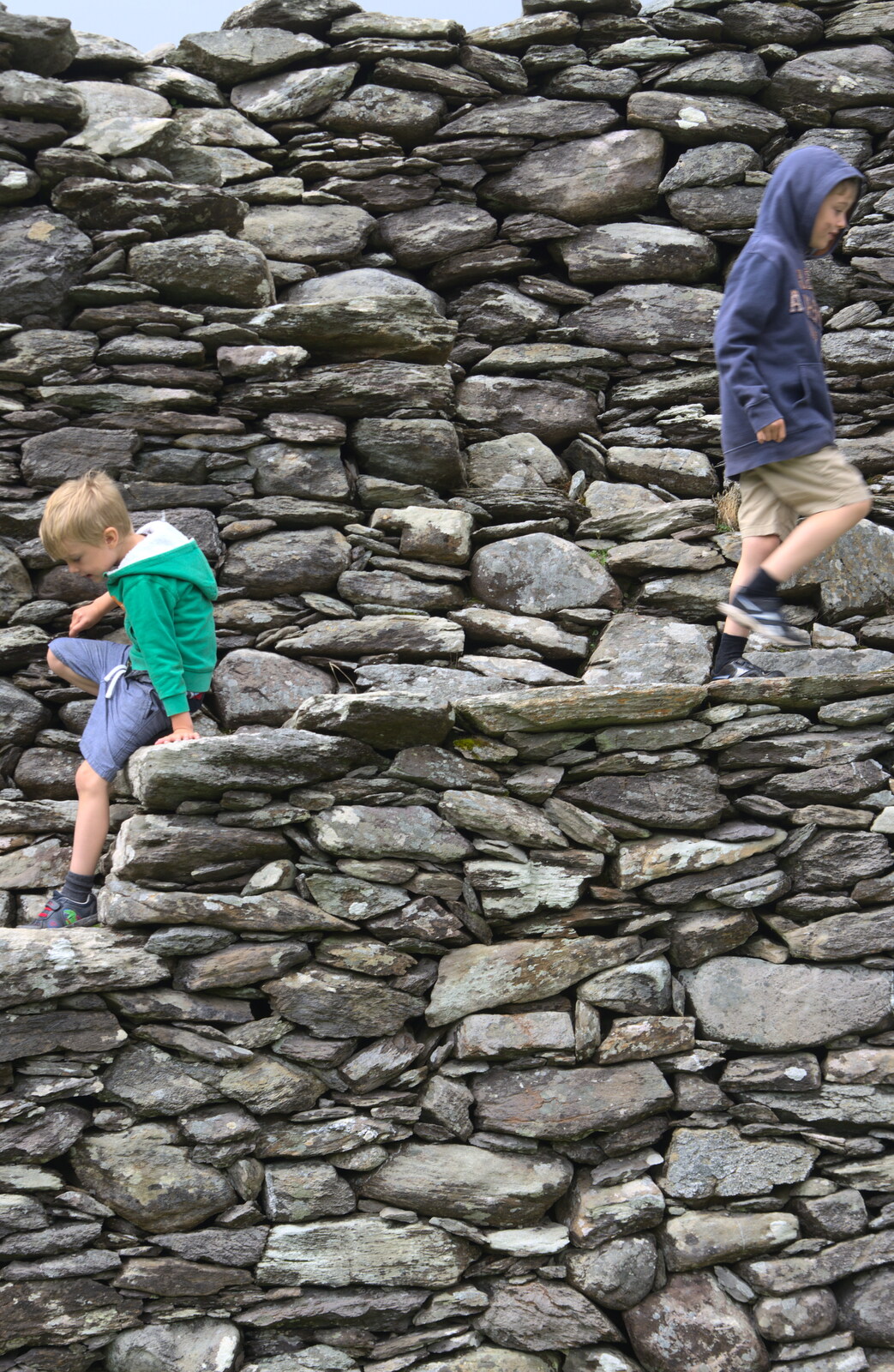 Harry and Fred clamber all over the fort's walls from Staigue Fort and the Beach, Kerry, Ireland - 2nd August 2017