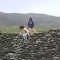 Fern arrives and climbs the wall with Fred, Staigue Fort and the Beach, Kerry, Ireland - 2nd August 2017