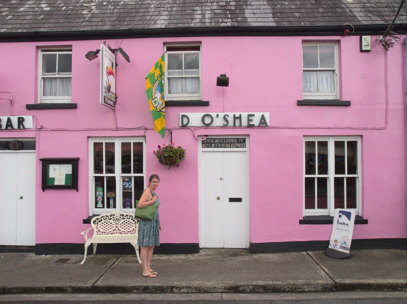 Isobel outside O'Shea's from A Seafari Boat Trip, Kenmare, Kerry, Ireland - 3rd August 2017
