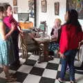 Rosemary sits down as we chat in the kitchen, A Seafari Boat Trip, Kenmare, Kerry, Ireland - 3rd August 2017