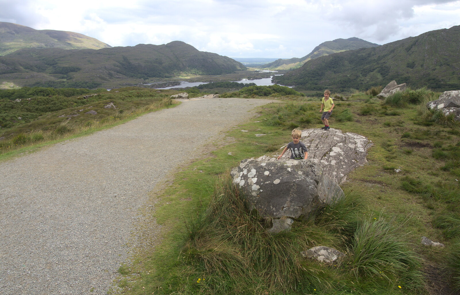 The boys find another rock to climb on from The Annascaul 10k Run, Abha na Scáil, Kerry, Ireland - 5th August 2017