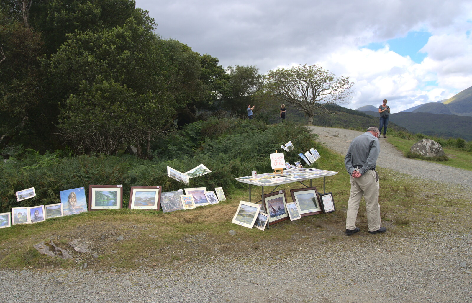 An old dude sells pictures by the path from The Annascaul 10k Run, Abha na Scáil, Kerry, Ireland - 5th August 2017