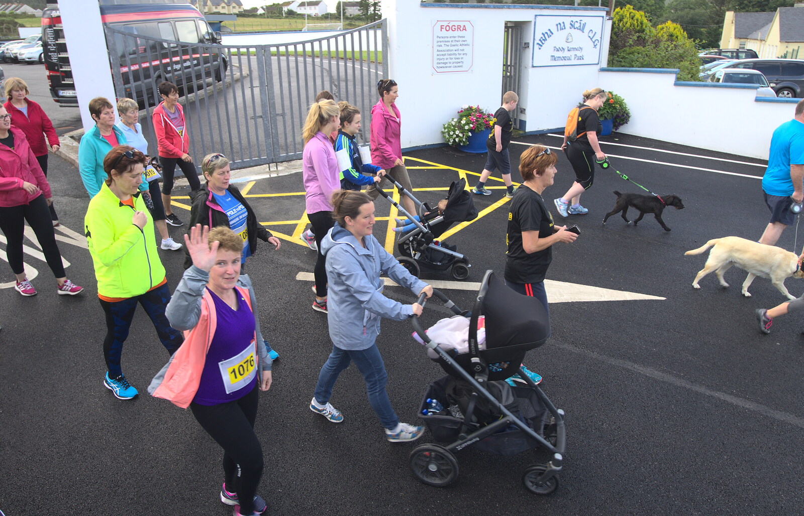 Finally, the walking pushchairs pass the start line from The Annascaul 10k Run, Abha na Scáil, Kerry, Ireland - 5th August 2017