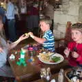 Fred eats sausages and chips agains, Surfing Achill Island, Oileán Acla, Maigh Eo, Ireland - 8th August 2017