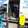 Isobel and Fred check out body-boarding hire, Surfing Achill Island, Oileán Acla, Maigh Eo, Ireland - 8th August 2017