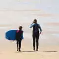 Fred and Isobel head down to the beach, Surfing Achill Island, Oileán Acla, Maigh Eo, Ireland - 8th August 2017