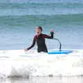 Fred pops up for air, Surfing Achill Island, Oileán Acla, Maigh Eo, Ireland - 8th August 2017