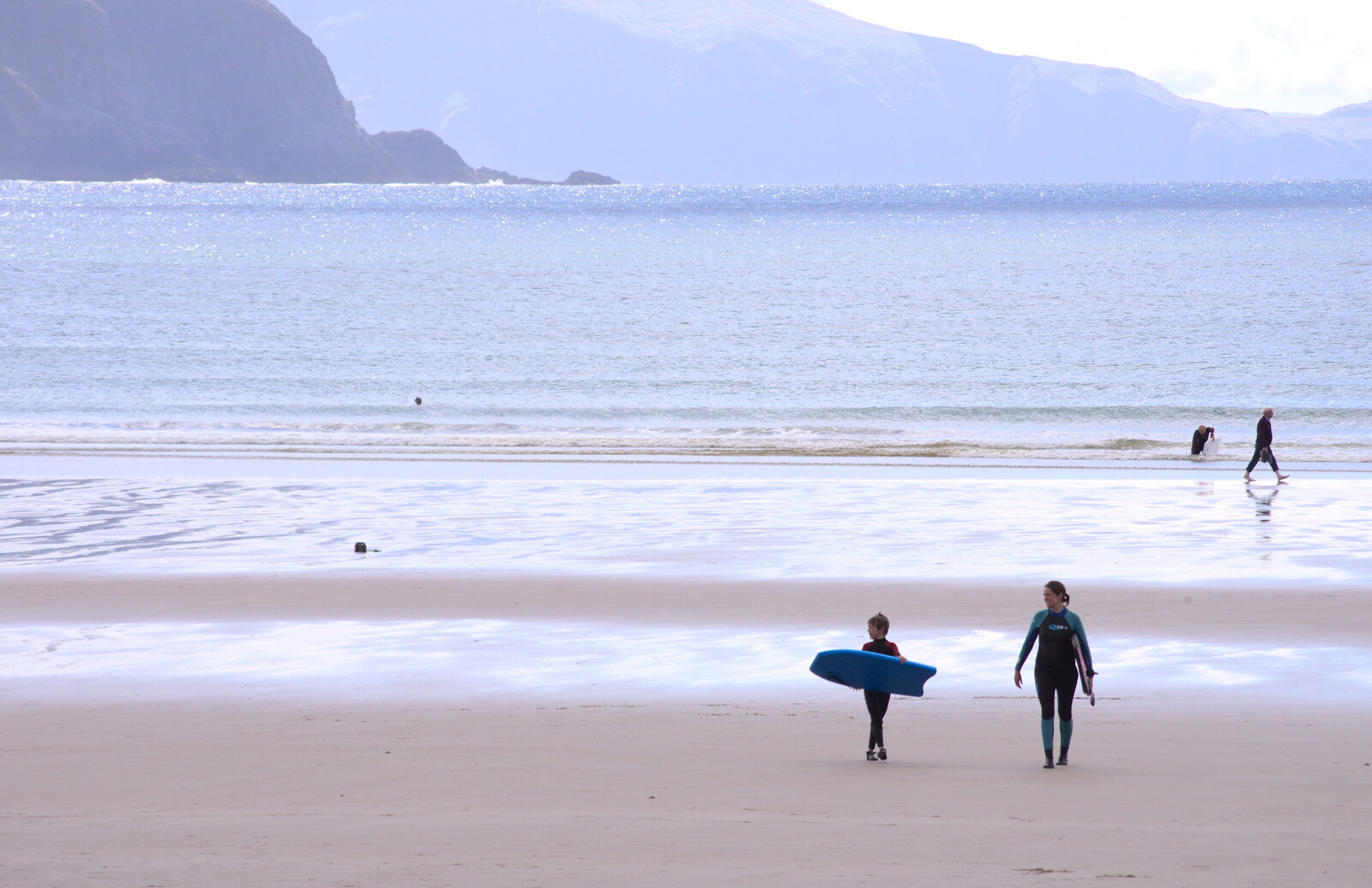 The boarders return from Surfing Achill Island, Oileán Acla, Maigh Eo, Ireland - 8th August 2017