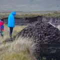 Isobel looks down on a big mound of peat, Surfing Achill Island, Oileán Acla, Maigh Eo, Ireland - 8th August 2017