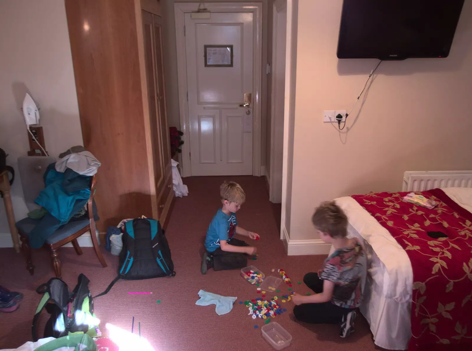 The boys spend an hour playing with their connectors, from A Bike Ride to Mulranny, County Mayo, Ireland - 9th August 2017