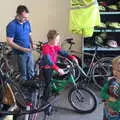 Fred tests out a bike in the hire shop, A Bike Ride to Mulranny, County Mayo, Ireland - 9th August 2017