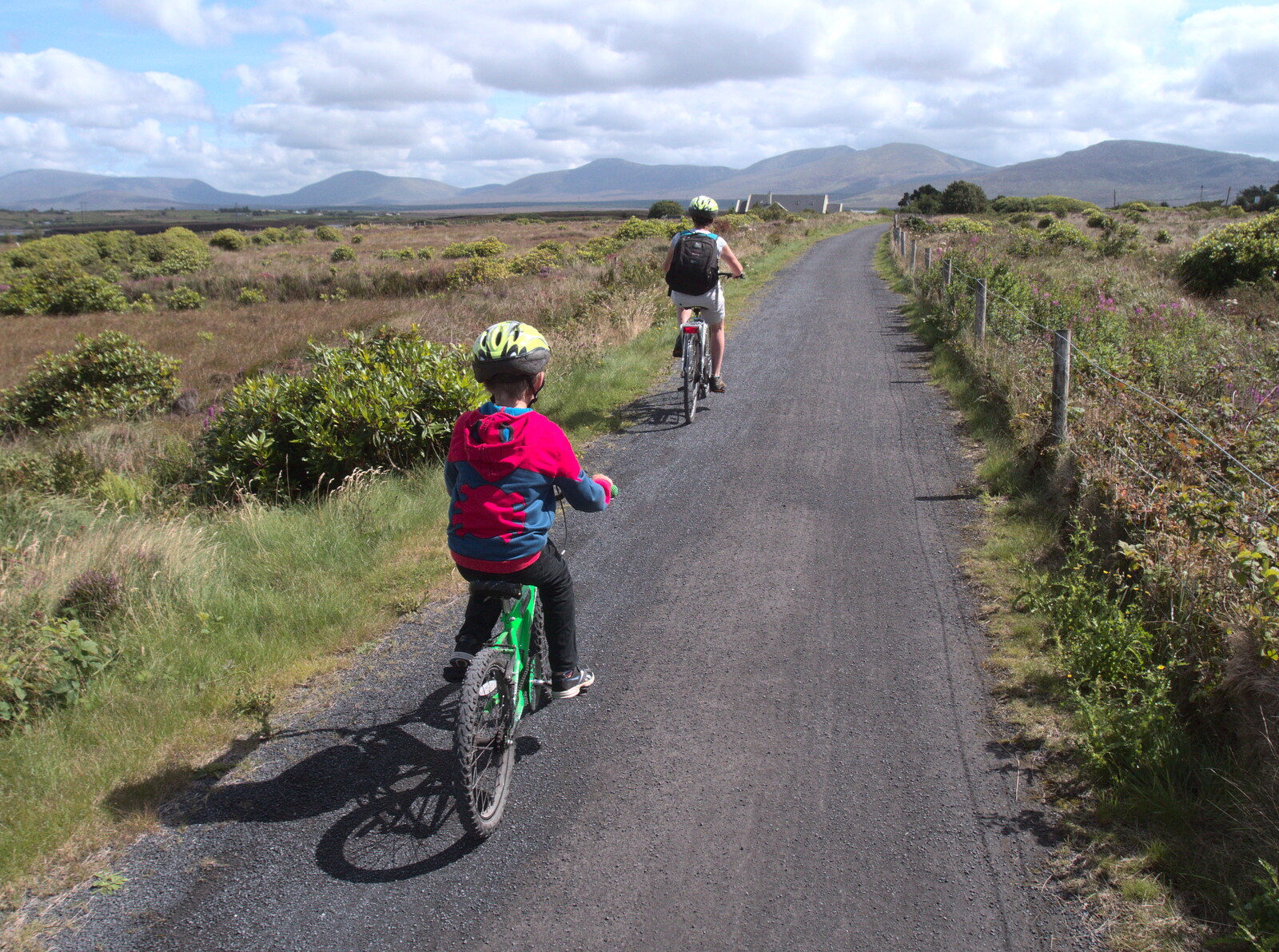 Fred and Isobel on the Greenway from A Bike Ride to Mulranny, County Mayo, Ireland - 9th August 2017