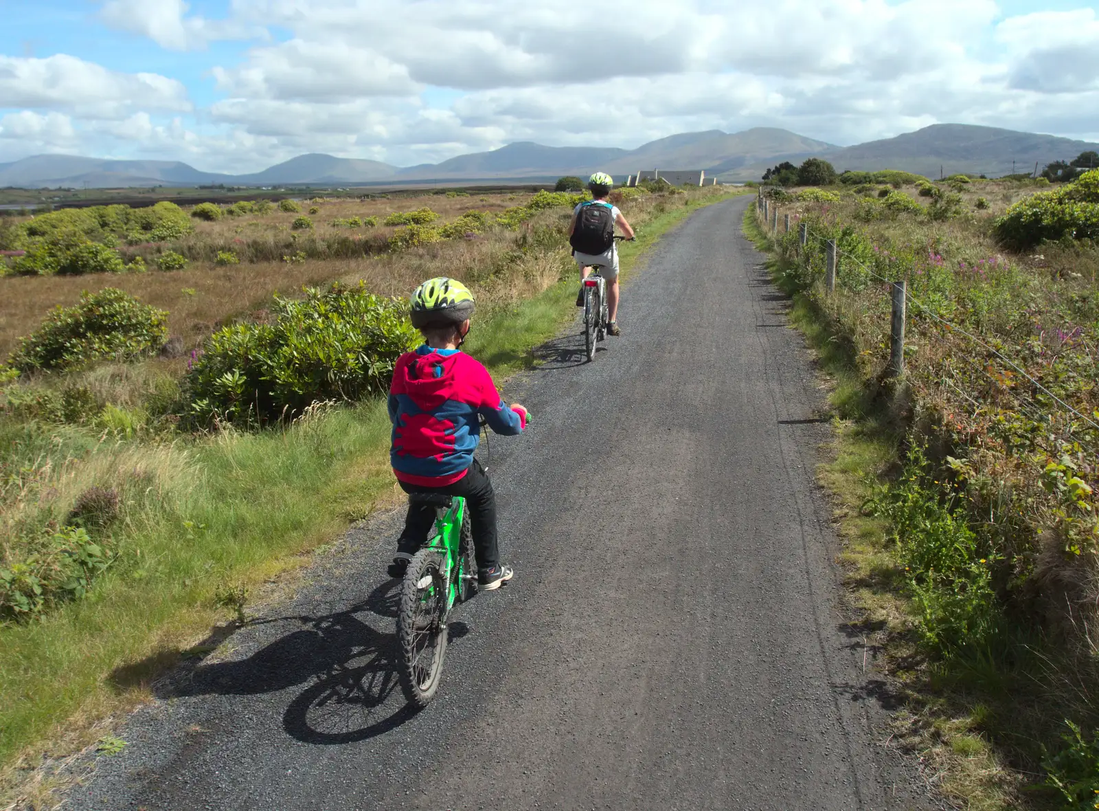 Fred and Isobel on the Greenway, from A Bike Ride to Mulranny, County Mayo, Ireland - 9th August 2017