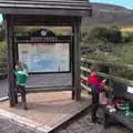 Harry tries to climb the sign, A Bike Ride to Mulranny, County Mayo, Ireland - 9th August 2017