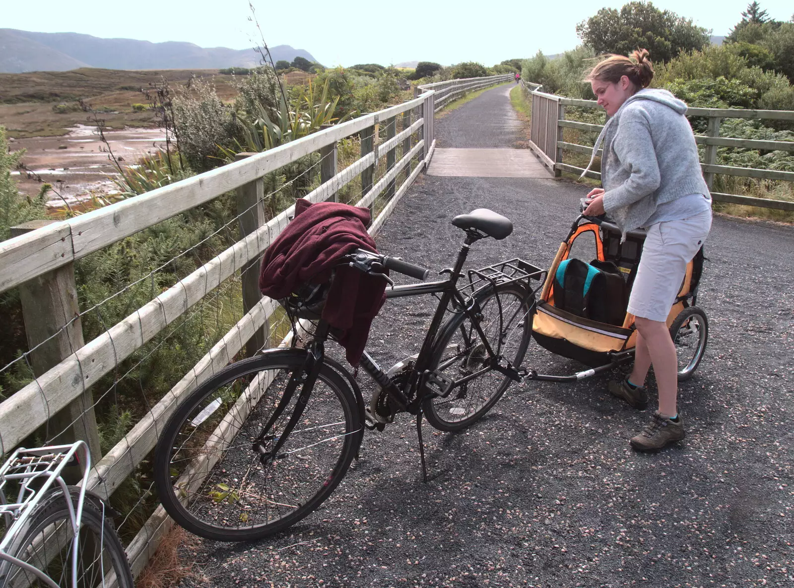 Isobel pokes around, from A Bike Ride to Mulranny, County Mayo, Ireland - 9th August 2017