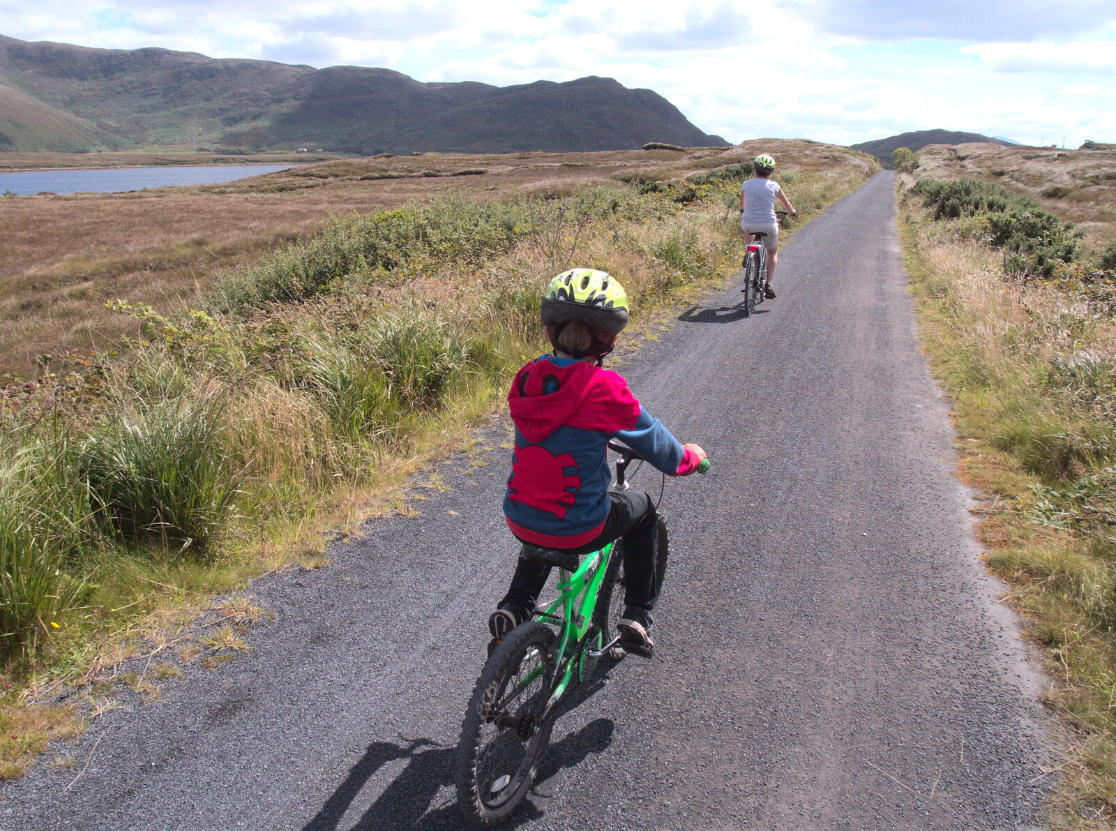 Fred and Isobel, back on the bike track from A Bike Ride to Mulranny, County Mayo, Ireland - 9th August 2017