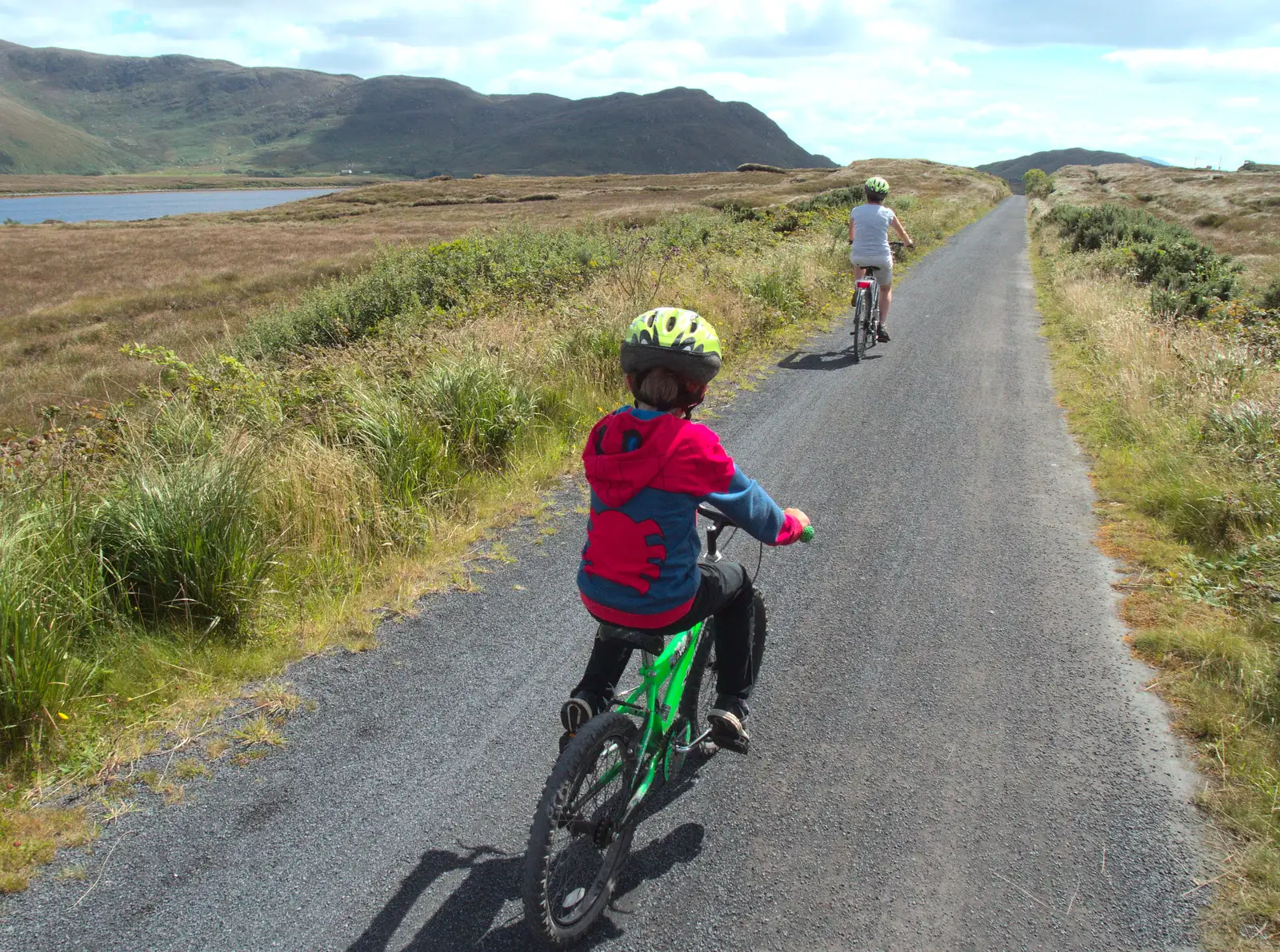 Fred and Isobel, back on the bike track, from A Bike Ride to Mulranny, County Mayo, Ireland - 9th August 2017