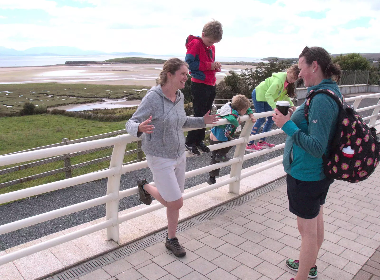 Isobel chats to the riders from the woods, from A Bike Ride to Mulranny, County Mayo, Ireland - 9th August 2017