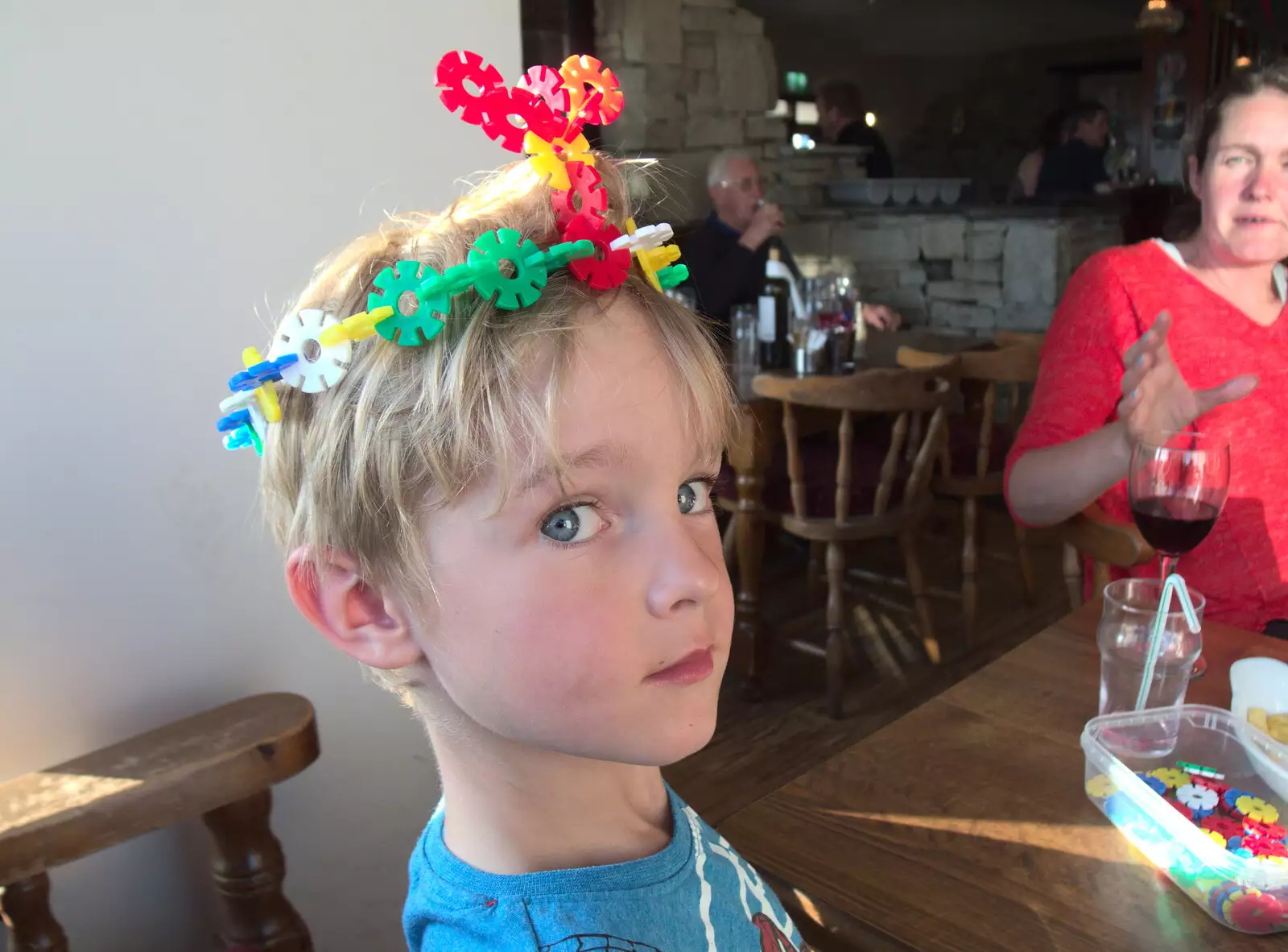 Harry's got a home-made hat on, from A Bike Ride to Mulranny, County Mayo, Ireland - 9th August 2017