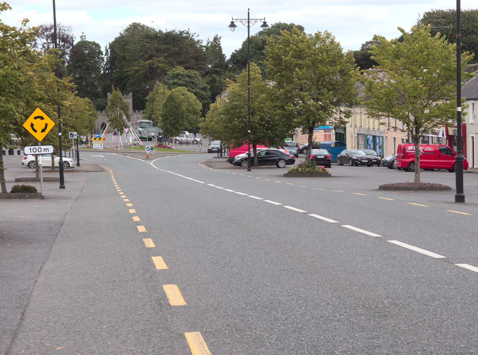 Looking down Church Street to the roundabout from From Achill to Strokestown, Mayo and Roscommon, Ireland - 10th August 2017