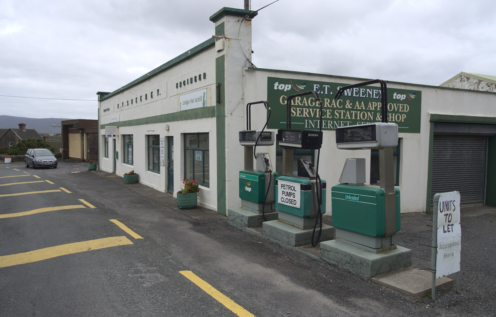 The largely-closed Sweeney petrol station in Achill from From Achill to Strokestown, Mayo and Roscommon, Ireland - 10th August 2017