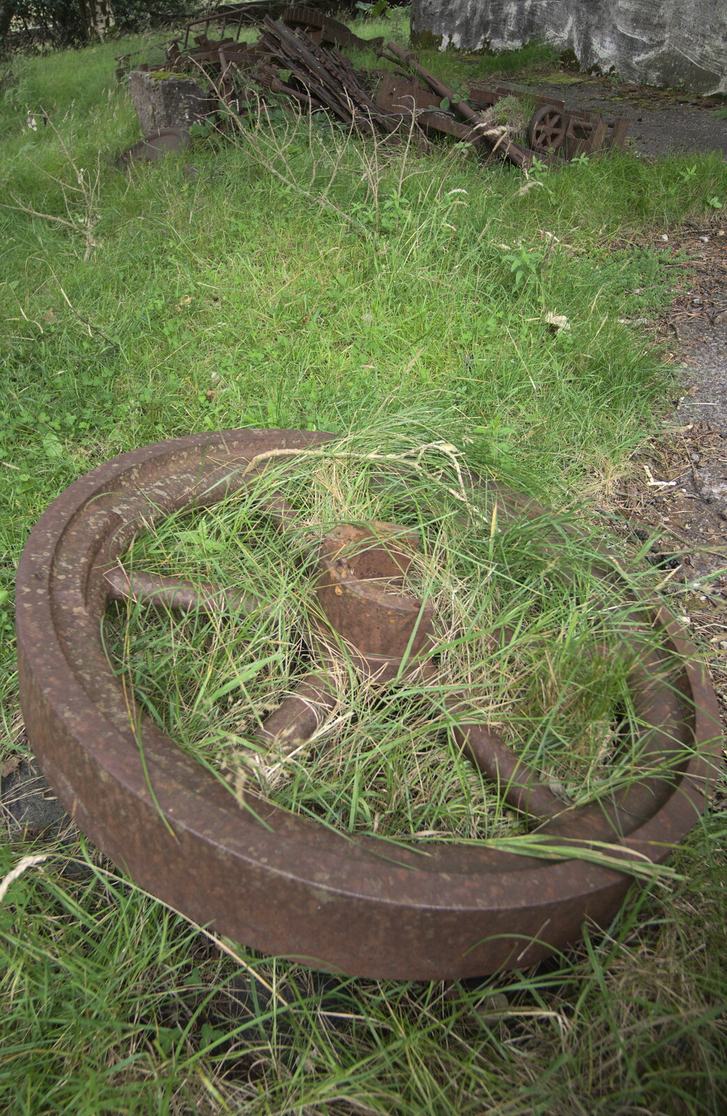 Iron wheel in the grass from From Achill to Strokestown, Mayo and Roscommon, Ireland - 10th August 2017