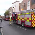 The fire brigade is on the scene, Fire and Water: The Burning of the Blackrock Centre, County Dublin, Ireland - 12th August 2017