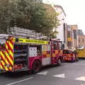 There's a queue of fire engines on the street, Fire and Water: The Burning of the Blackrock Centre, County Dublin, Ireland - 12th August 2017