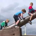 Harry, Finn and Fred on a canon, Fire and Water: The Burning of the Blackrock Centre, County Dublin, Ireland - 12th August 2017