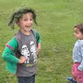 Harry tries the grass wig out, Fire and Water: The Burning of the Blackrock Centre, County Dublin, Ireland - 12th August 2017