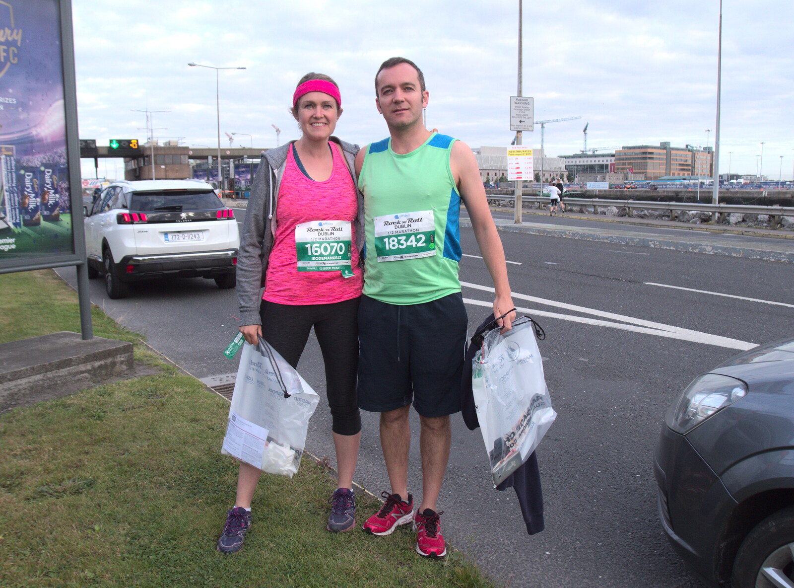 Isobel and James by East Point tolls at 7am from Isobel's Rock'n'Roll Half Marathon, Dublin, Ireland - 13th August 2017