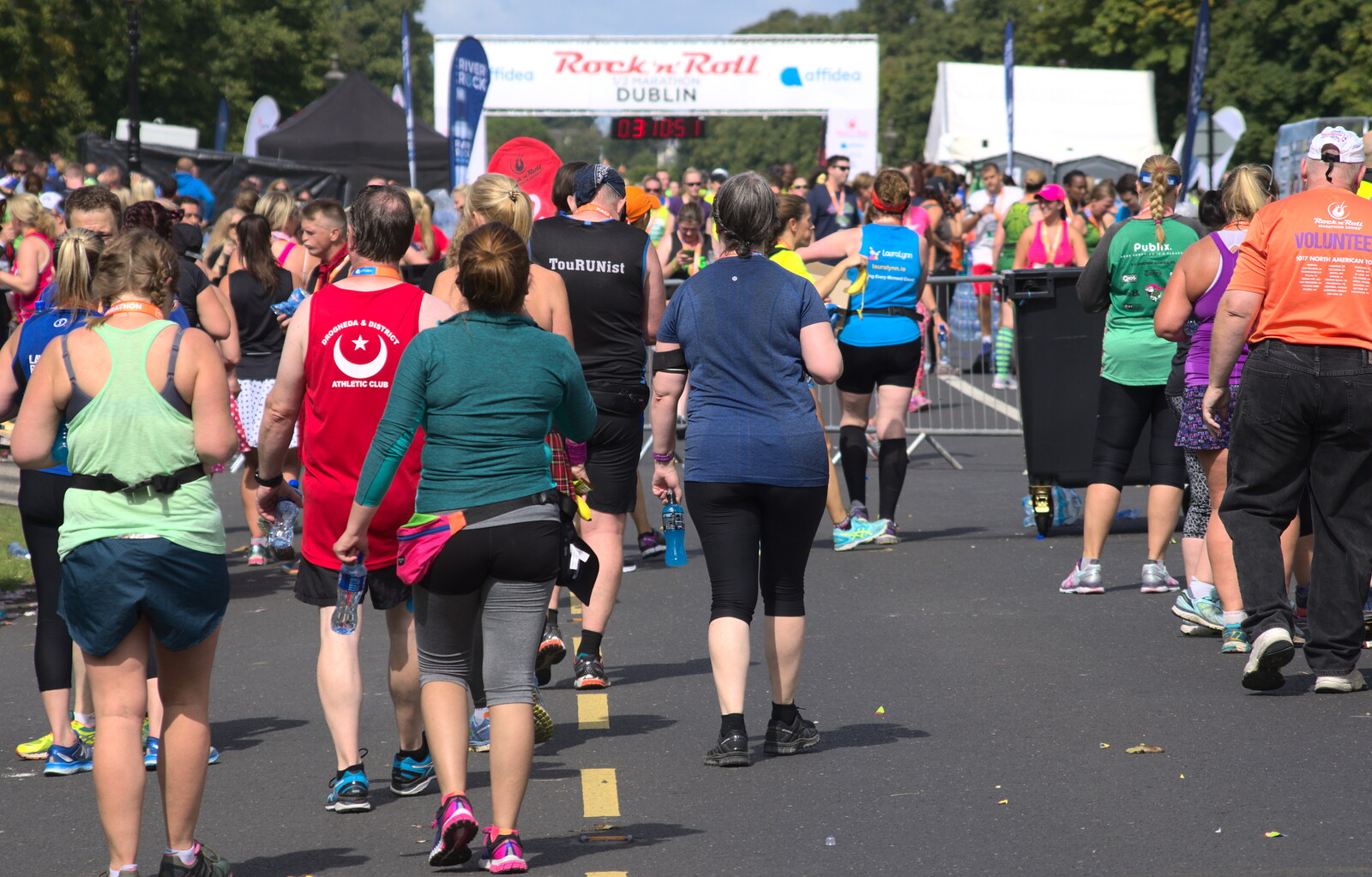 Runners at the finishing line from Isobel's Rock'n'Roll Half Marathon, Dublin, Ireland - 13th August 2017