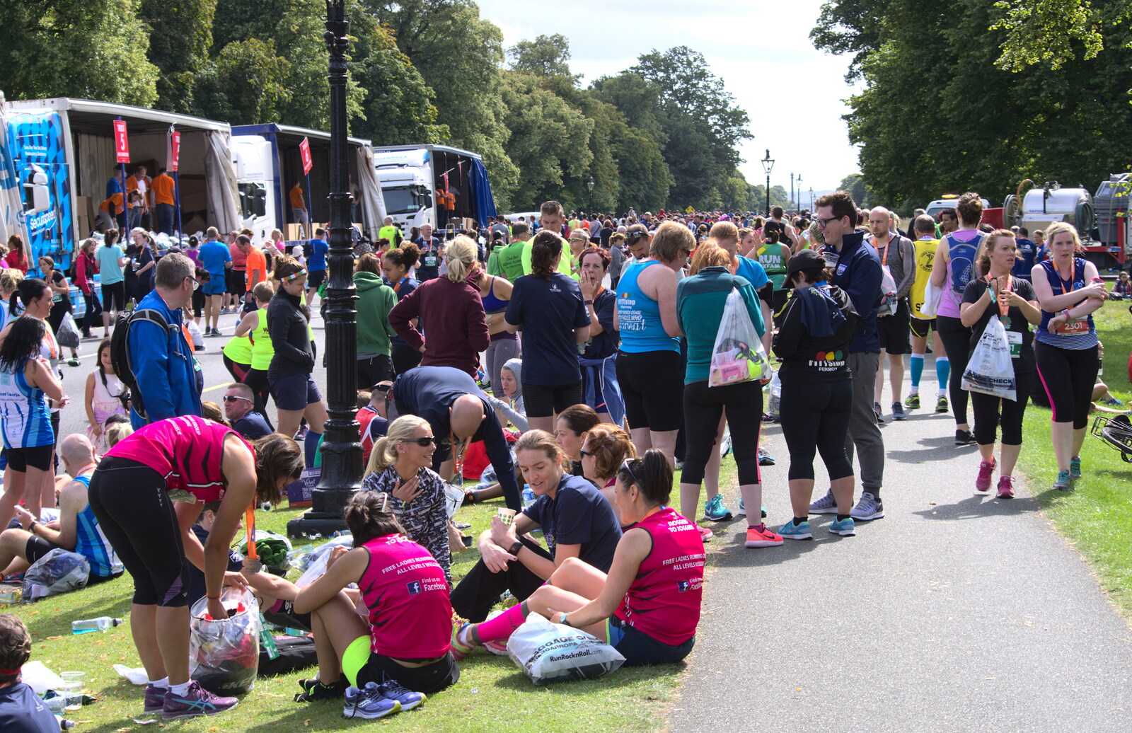 Masses of runners hang around from Isobel's Rock'n'Roll Half Marathon, Dublin, Ireland - 13th August 2017