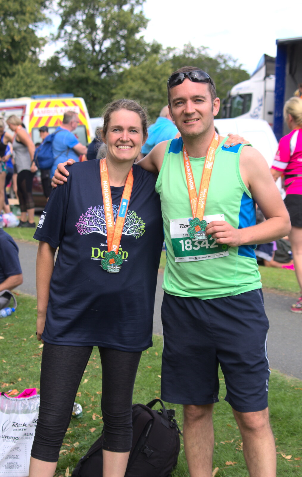 Isobel and James show off their medals from Isobel's Rock'n'Roll Half Marathon, Dublin, Ireland - 13th August 2017