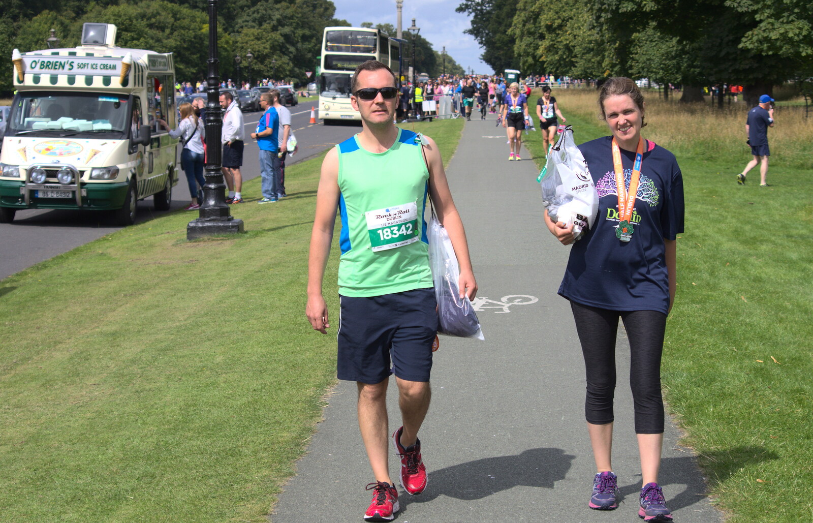 James and Isobel with theirs kit bags from Isobel's Rock'n'Roll Half Marathon, Dublin, Ireland - 13th August 2017