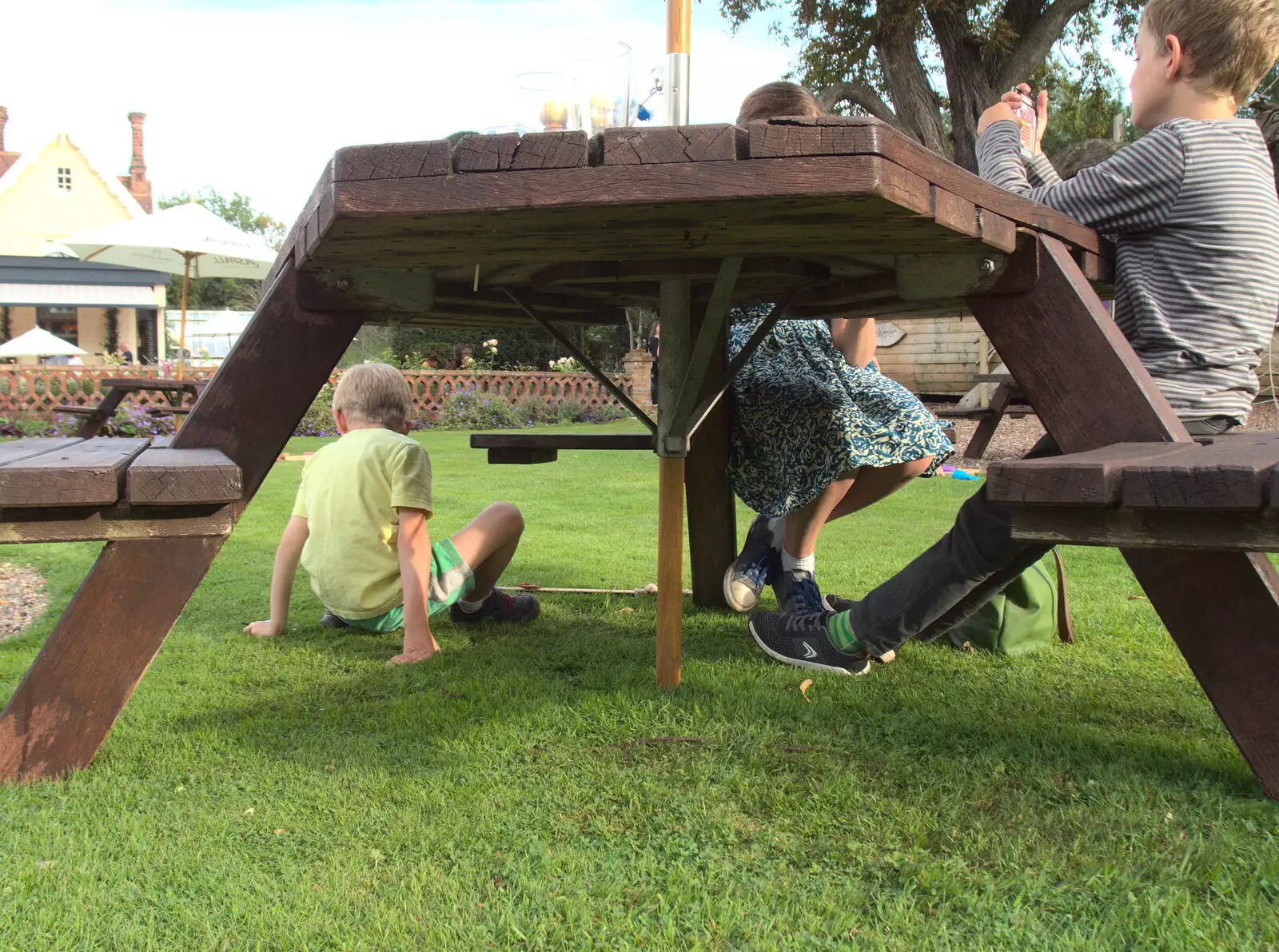 Harry's under the table, from The BSCC at Yaxley and the Hoxne Beer Festival, Suffolk - 31st August 2017