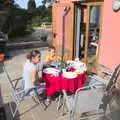 Isobel and Fred on the patio, The BSCC at Yaxley and the Hoxne Beer Festival, Suffolk - 31st August 2017