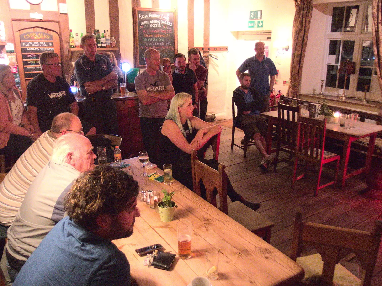 A small crowd looks on, from The BSCC at Yaxley and the Hoxne Beer Festival, Suffolk - 31st August 2017