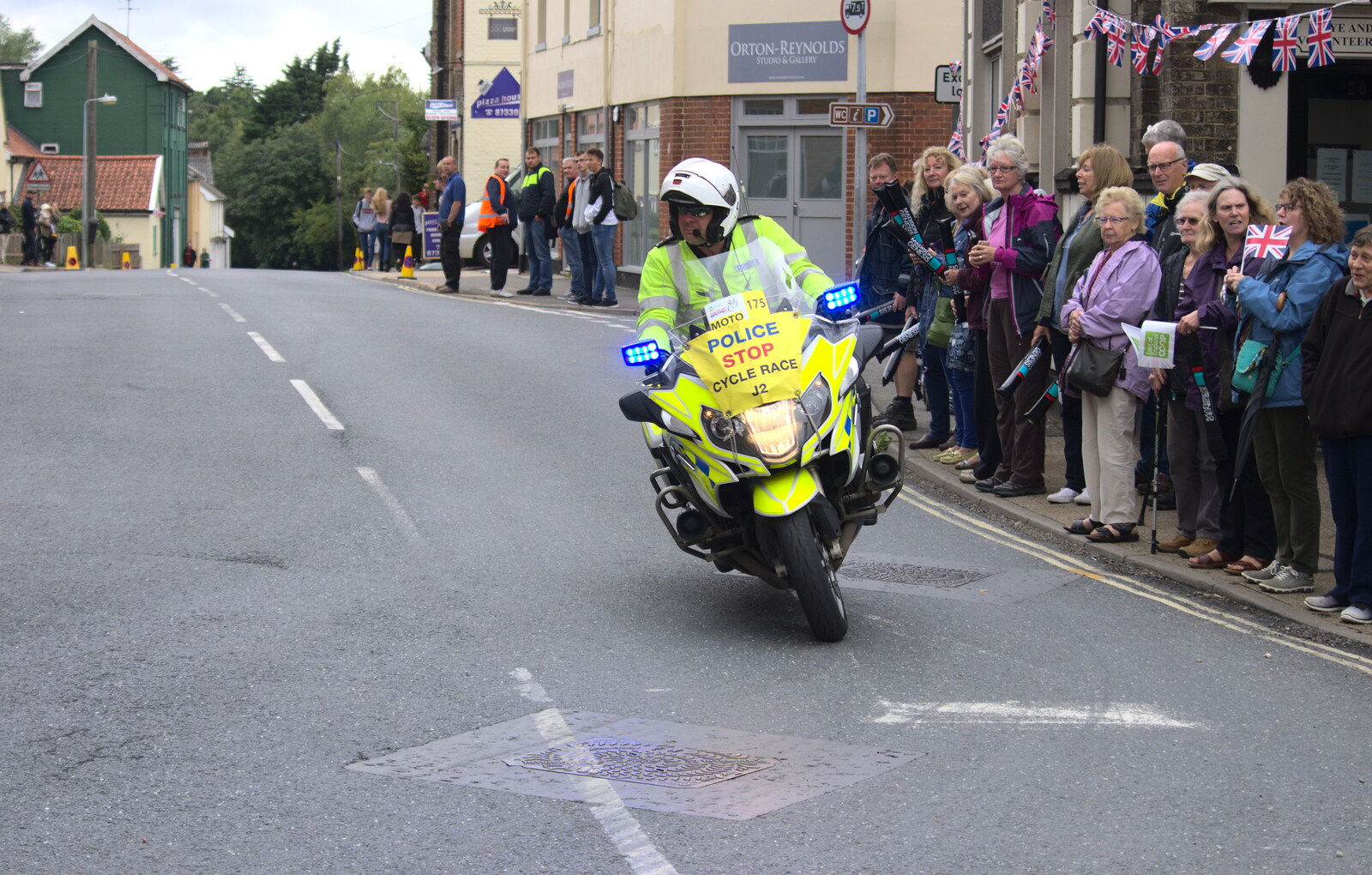 Another motorbike rozzer roars through Eye from The Tour of Britain Does Eye, Suffolk - 8th September 2017