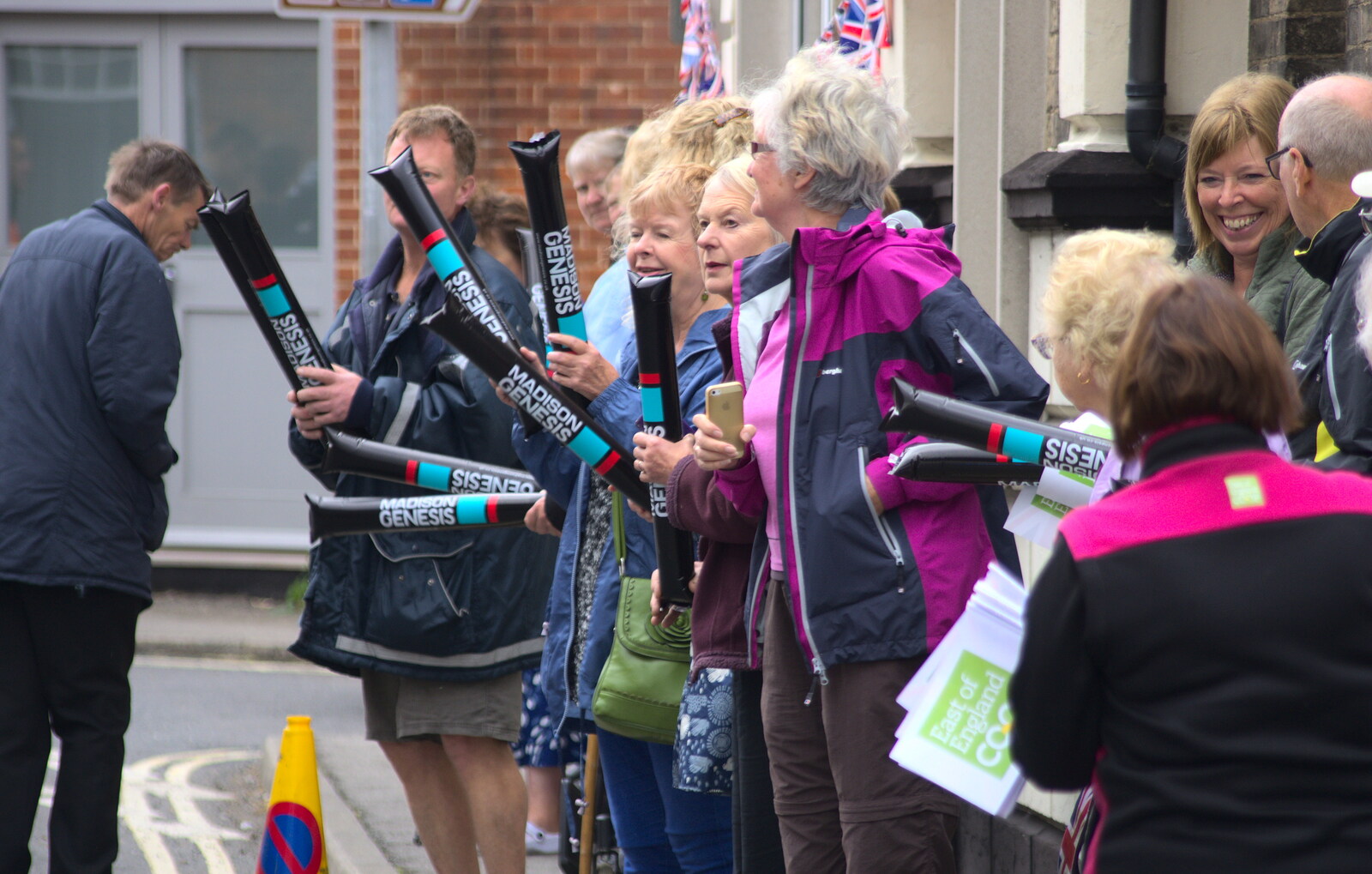 Crowds wave their inflatable sticks around from The Tour of Britain Does Eye, Suffolk - 8th September 2017