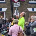 Former mayor Merlin looks up at his flag pole, The Tour of Britain Does Eye, Suffolk - 8th September 2017