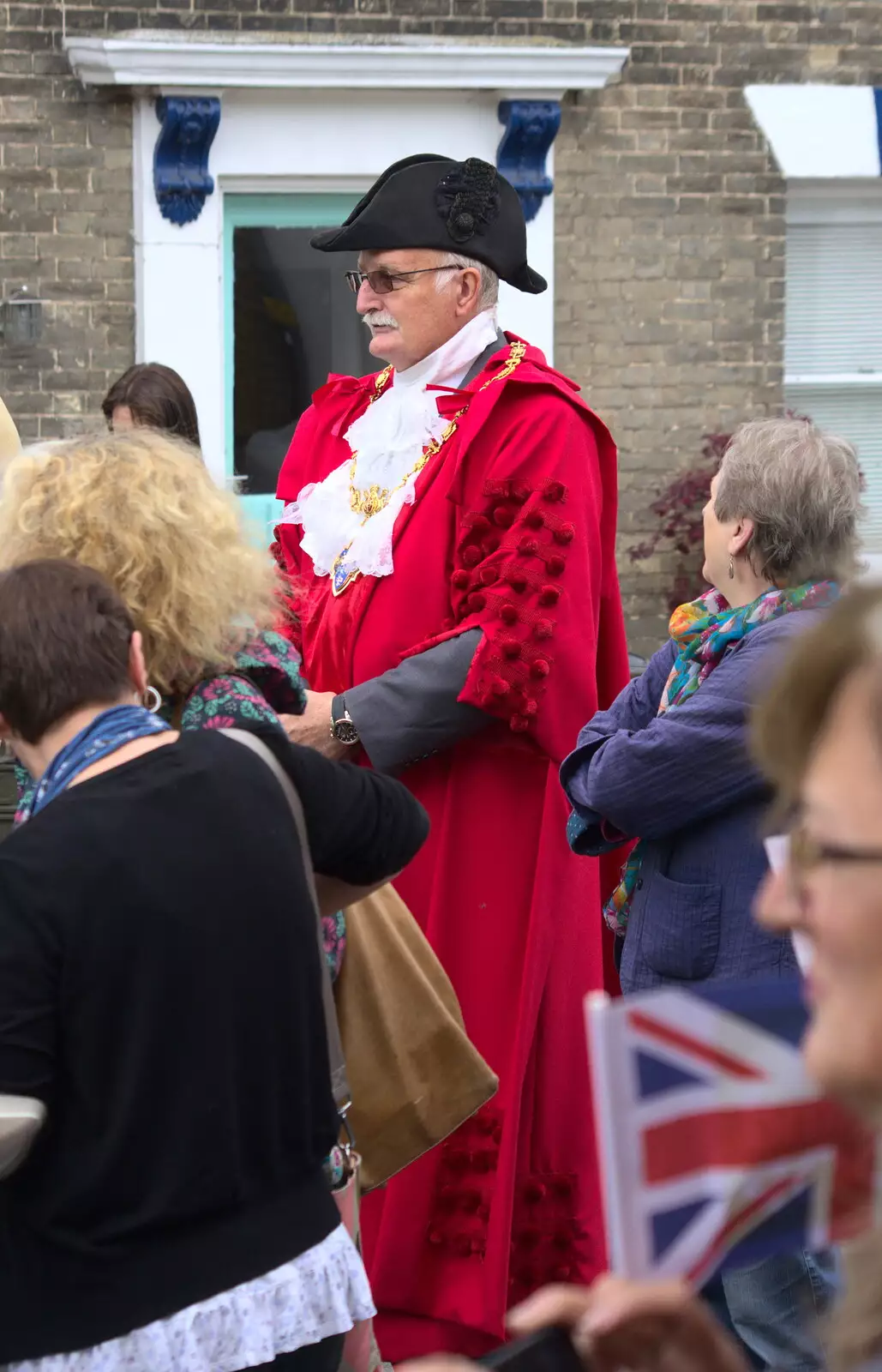 The mayor of Eye rocks up, from The Tour of Britain Does Eye, Suffolk - 8th September 2017