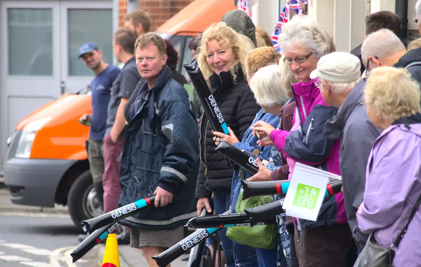 The crowd is ready with inflatable beaters, from The Tour of Britain Does Eye, Suffolk - 8th September 2017