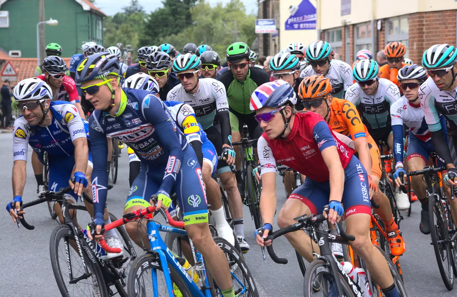 Another mass of cyclists, from The Tour of Britain Does Eye, Suffolk - 8th September 2017