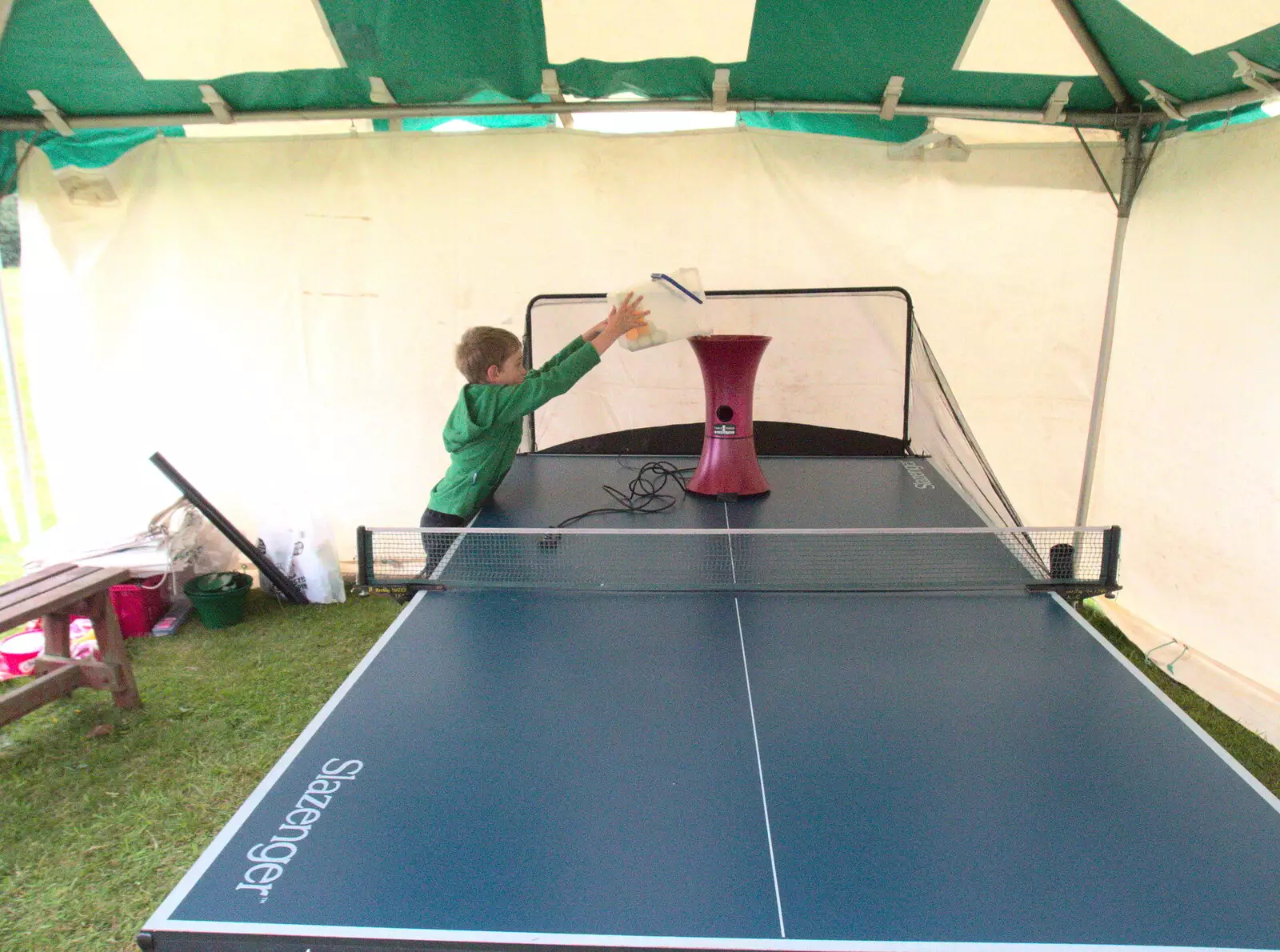 Fred loads the ball machine, from A Summer Fete, Palgrave, Suffolk - 10th September 2017