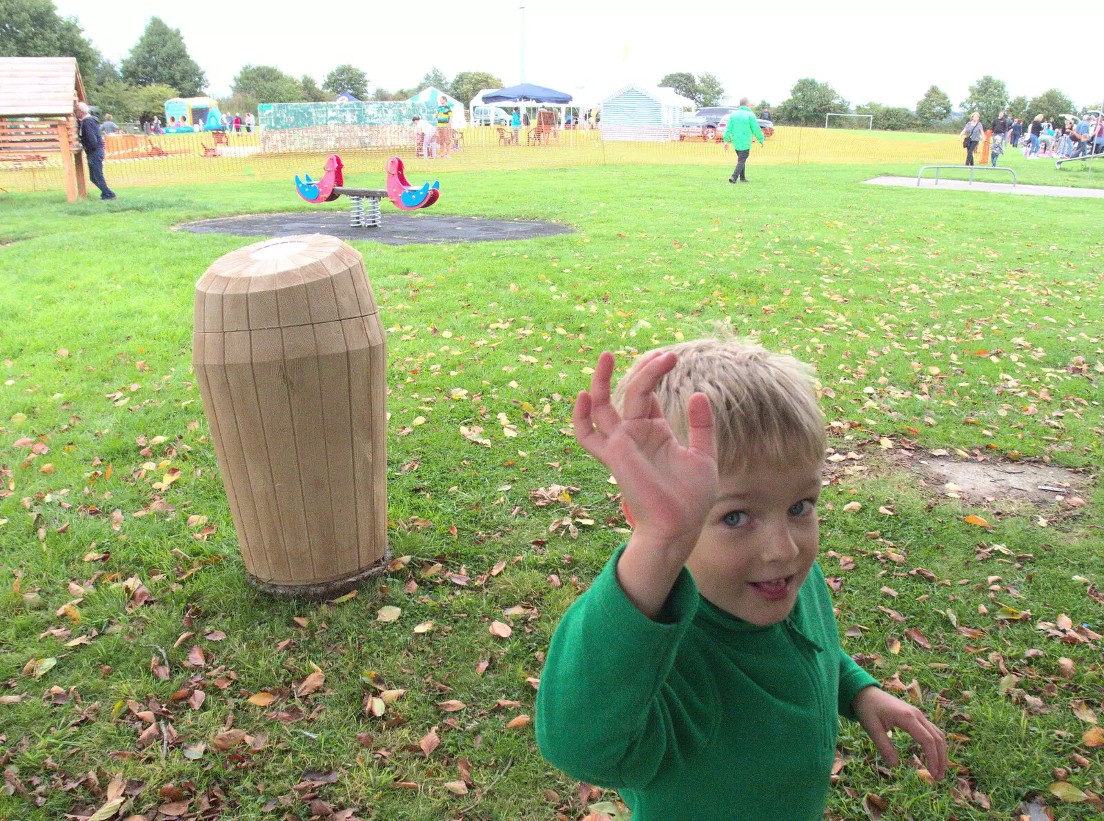 Harry waves in passing, from A Summer Fete, Palgrave, Suffolk - 10th September 2017