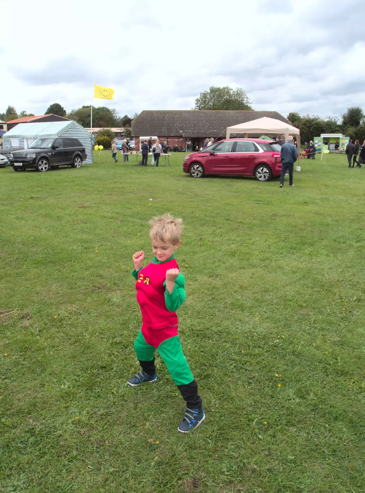 Harry finds a super-hero costume, from A Summer Fete, Palgrave, Suffolk - 10th September 2017