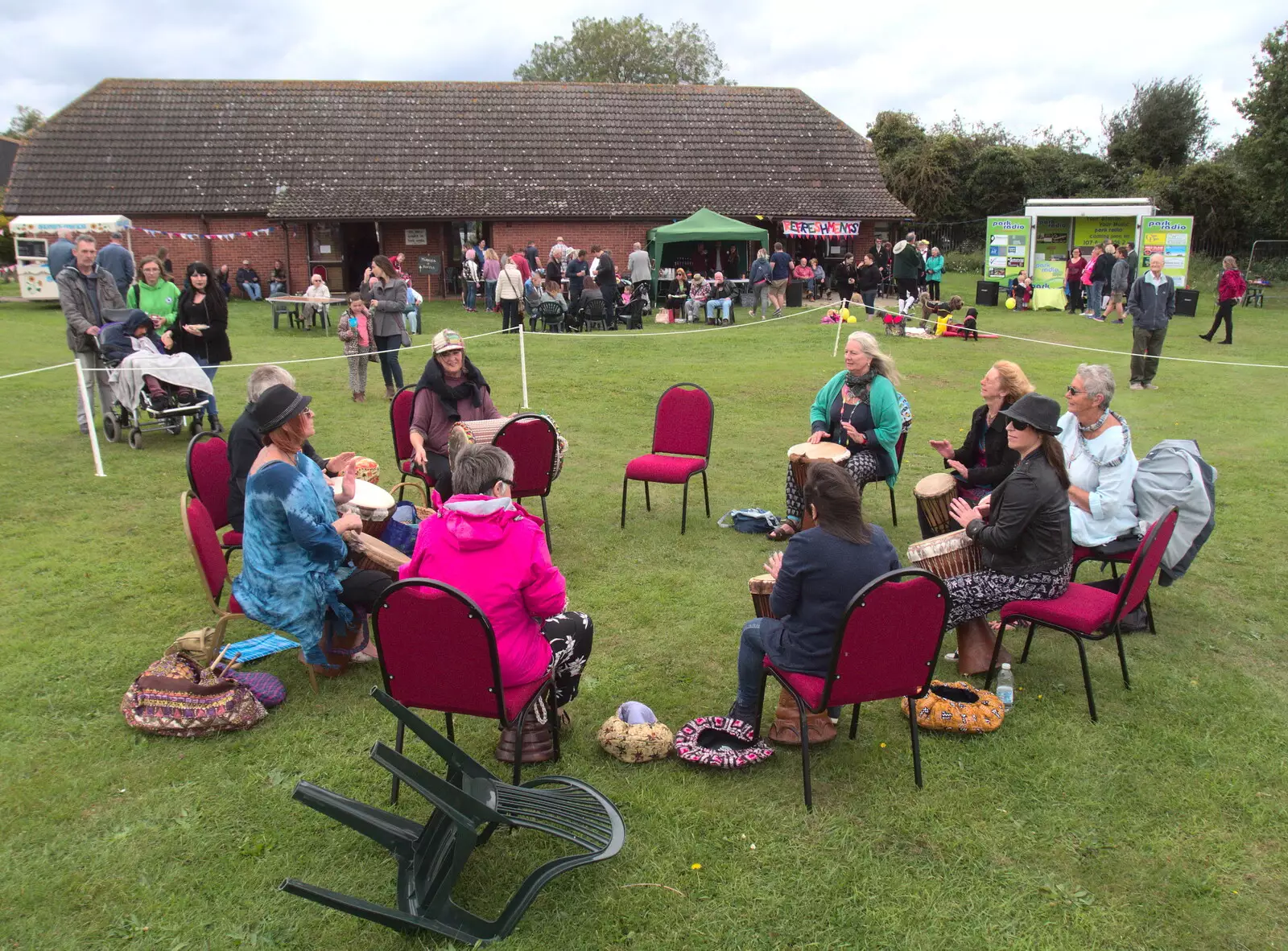 An African percussion demonstration in action, from A Summer Fete, Palgrave, Suffolk - 10th September 2017